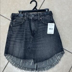 Free People Charcoal Denim Skirt